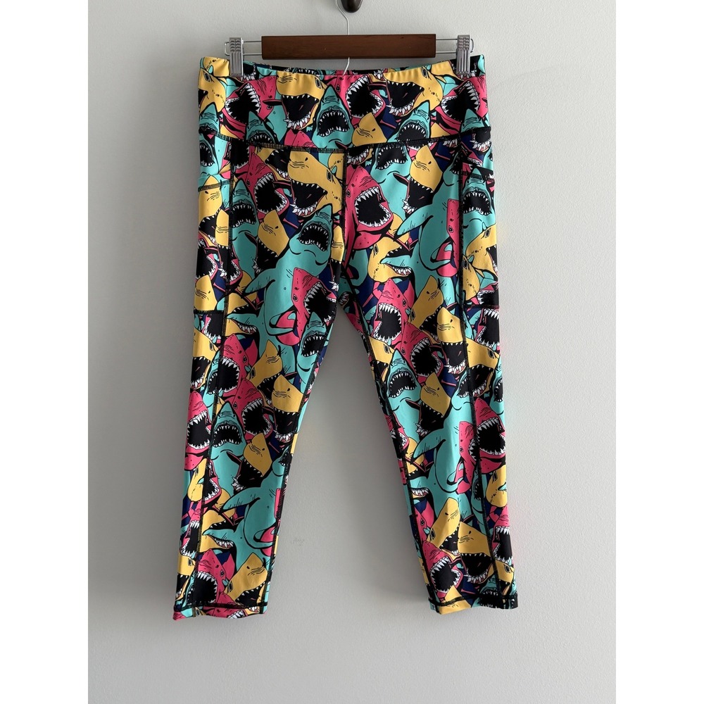 Constantly Varied Gear CVG Shark Print Cropped Leggings Women Large Squat Proof